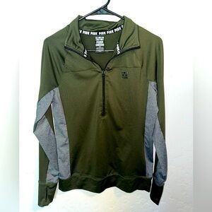 🔥 3/15 SALE 🔥 Olive Green Victoria’s Secret PINK 3/4 Zip Pullover